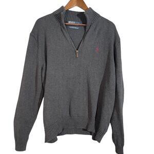 POLO Ralph Lauren Mens 1/4 zip sweater 100% Cotton tight knit LARGE